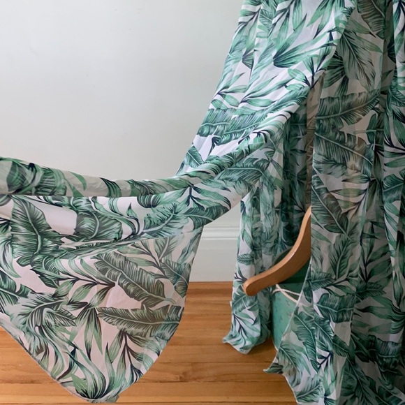 Petal Roz Green Tropical Print Chiffon Maxi Dress, Size S - Picture 14 of 16